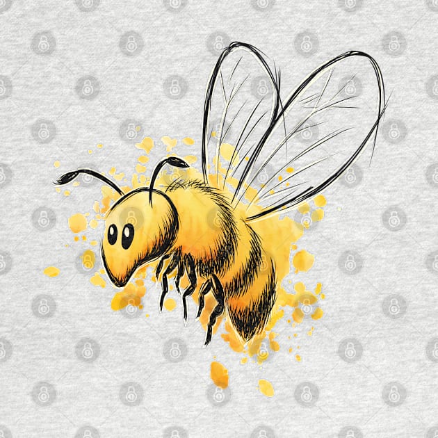 Casual Watercolor Wildlife Illustration | Cute Little Honey Bee by SkizzenMonster